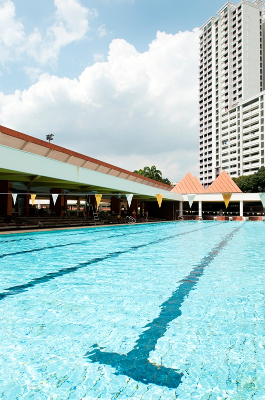 Archive portrait poolside view at the former Ang Mo Kio complex